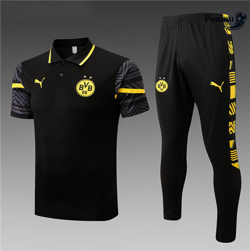 Kit Maglia Formazione polo Dortmund + Pantaloni Noir 2022-2023 I0142