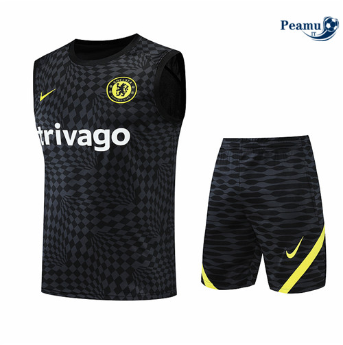 Kit Maglia Formazione Chelsea Debardeur + Pantaloni Noir 2022-2023 I0145