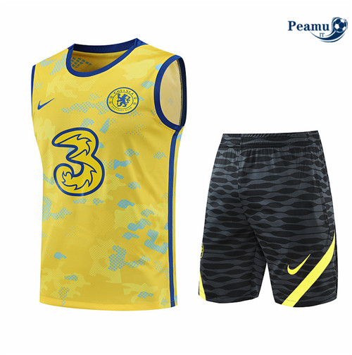 Kit Maglia Formazione Chelsea Debardeur + Pantaloni Jaune 2022-2023 I0146
