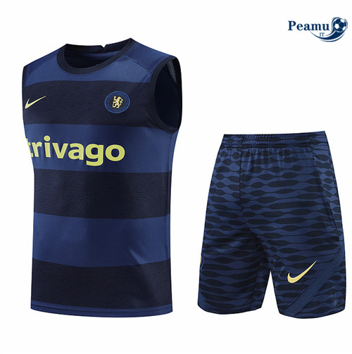 Kit Maglia Formazione Chelsea Debardeur + Pantaloni Bleu Marine 2022-2023 I0148