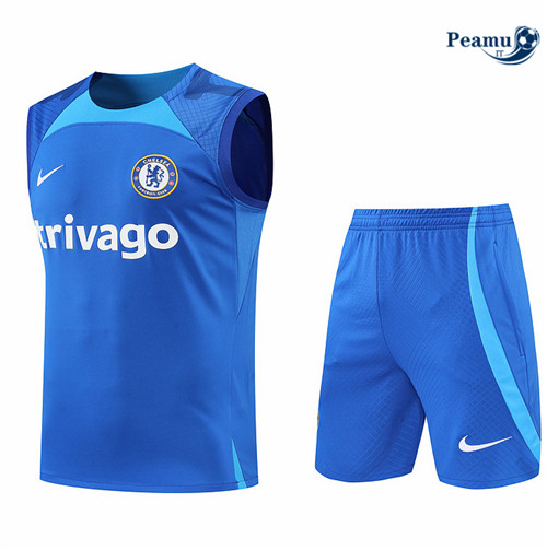 Kit Maglia Formazione Chelsea Debardeur + Pantaloni Bleu 2022-2023 I0149