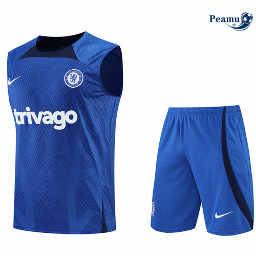 Kit Maglia Formazione Chelsea Debardeur + Pantaloni Bleu 2022-2023 I0152