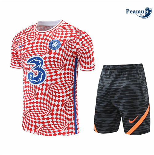Kit Maglia Formazione Chelsea + Pantaloni Rouge/Blanc 2022-2023 I0155