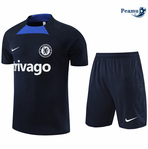 Kit Maglia Formazione Chelsea + Pantaloni Bleu Marine 2022-2023 I0159