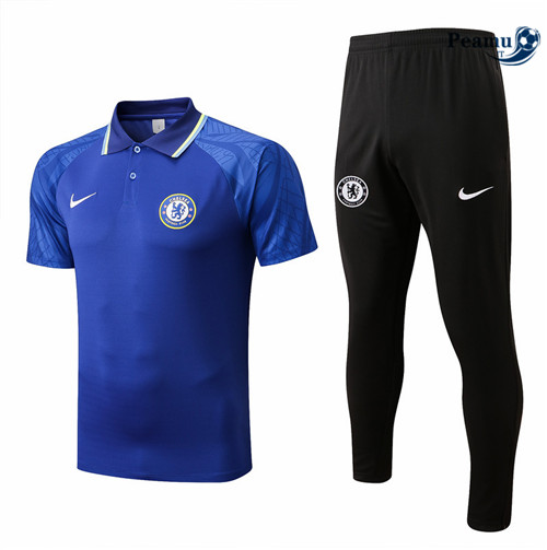 Kit Maglia Formazione polo Chelsea + Pantaloni Bleu/Noir 2022-2023 I0162