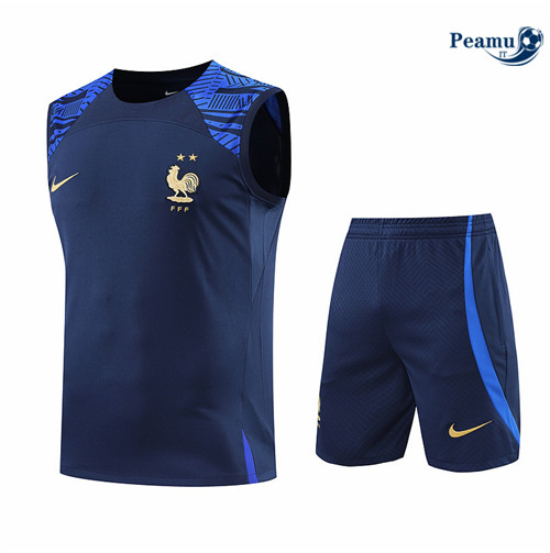 Kit Maglia Formazione Francia Debardeur + Pantaloni Bleu Marine 2022-2023 I0164