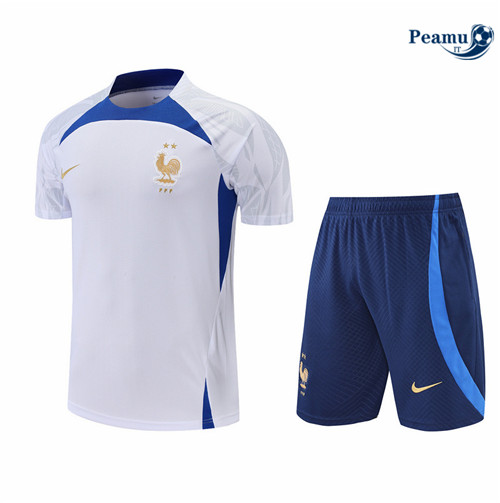 Kit Maglia Formazione Francia + Pantaloni Blanc/Bleu 2022-2023 I0167