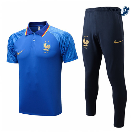 Kit Maglia Formazione polo Francia + Pantaloni Bleu 2022-2023 I0170