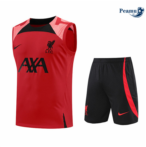 Kit Maglia Formazione Liverpool Debardeur + Pantaloni Rouge/Noir 2022-2023 I0201
