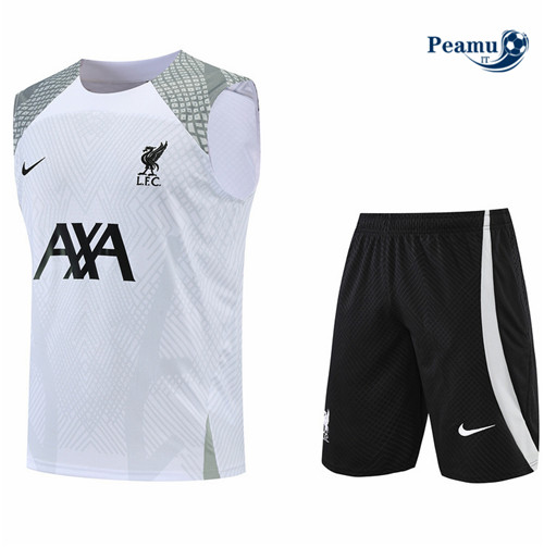 Kit Maglia Formazione Liverpool Debardeur + Pantaloni Blanc/Noir 2022-2023 I0204