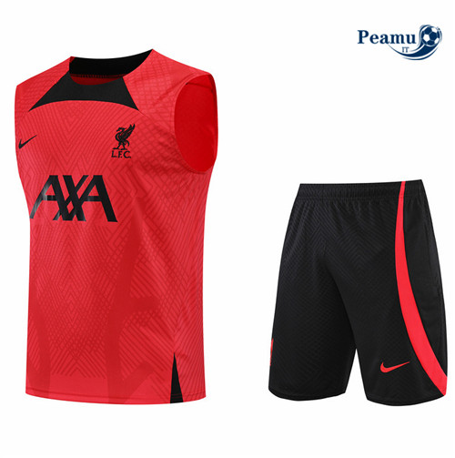 Kit Maglia Formazione Liverpool Debardeur + Pantaloni Rouge/Noir 2022-2023 I0205