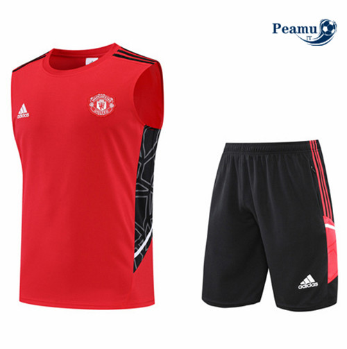 Kit Maglia Formazione Manchester United Debardeur + Pantaloni Rouge/Noir 2022-2023 I0223
