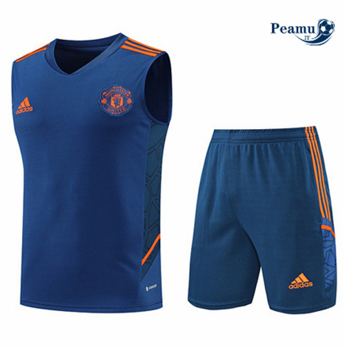 Kit Maglia Formazione Manchester United Debardeur + Pantaloni Bleu 2022-2023 I0224