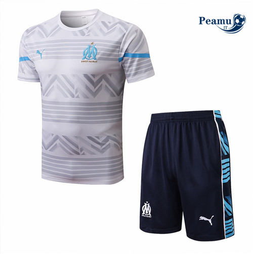 Kit Maglia Formazione Marsiglia + Pantaloni Blanc/Bleu Marine 2022-2023 I0230