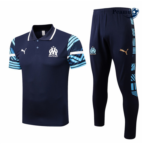 Kit Maglia Formazione polo Marsiglia + Pantaloni Bleu Marine 2022-2023 I0232