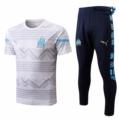 Kit Maglia Formazione Marsiglia + Pantaloni Blanc/Bleu Marine 2022-2023 I0233