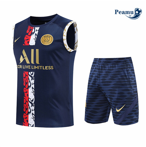 Kit Maglia Formazione Paris PSG Debardeur + Pantaloni Bleu Marine 2022-2023 I0245
