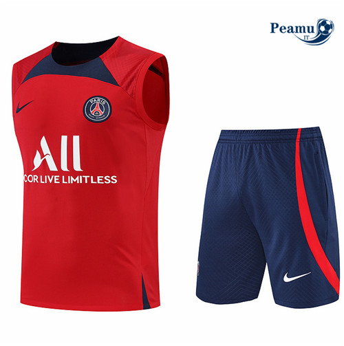 Kit Maglia Formazione Paris PSG Debardeur + Pantaloni Rouge/Bleu Marine 2022-2023 I0249