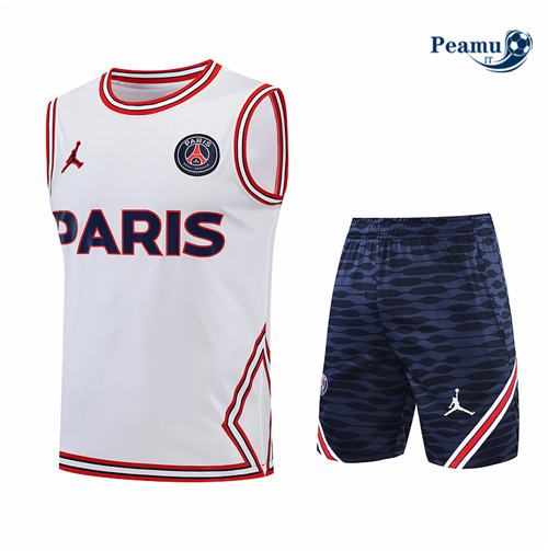 Kit Maglia Formazione Paris PSG Debardeur + Pantaloni Blanc/Bleu Marine 2022-2023 I0251