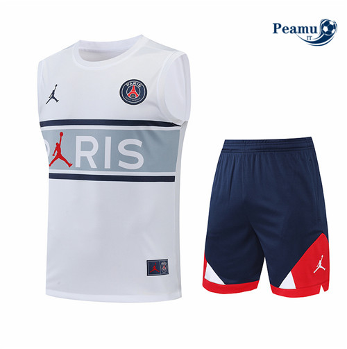 Kit Maglia Formazione Paris PSG Debardeur + Pantaloni Blanc/Bleu Marine 2022-2023 I0253