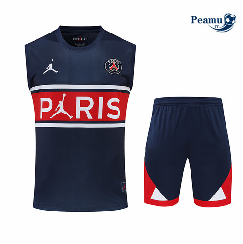 Kit Maglia Formazione Paris PSG Debardeur + Pantaloni Bleu Marine 2022-2023 I0255