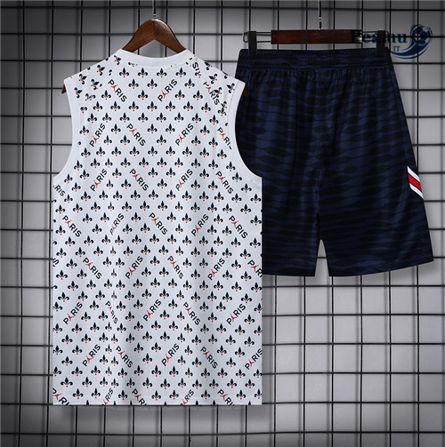 Kit Maglia Formazione Paris PSG Debardeur + Pantaloni Blanc/Bleu Marine 2022-2023 I0258