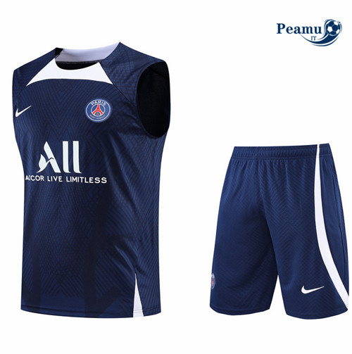 Kit Maglia Formazione Paris PSG Debardeur + Pantaloni Bleu Marine 2022-2023 I0260