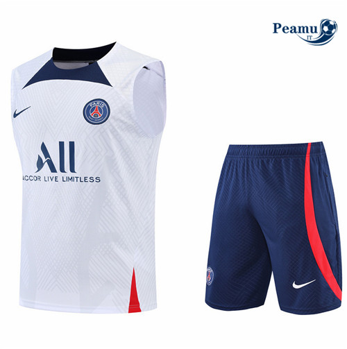 Kit Maglia Formazione Paris PSG Debardeur + Pantaloni Blanc/Bleu 2022-2023 I0261