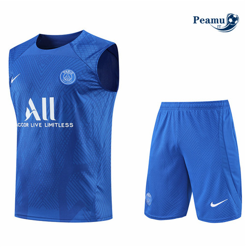 Kit Maglia Formazione Paris PSG Debardeur + Pantaloni Bleu 2022-2023 I0262