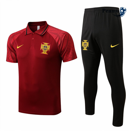 Kit Maglia Formazione polo Portogallo + Pantaloni Rouge/Noir 2022-2023 I0242