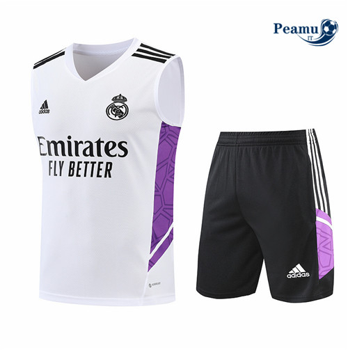 Kit Maglia Formazione Real Madrid Debardeur + Pantaloni Blanc/Noir 2022-2023 I0288