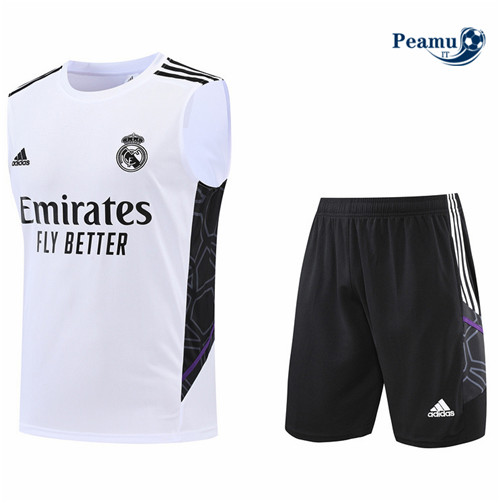 Kit Maglia Formazione Real Madrid Debardeur + Pantaloni Blanc/Noir 2022-2023 I0292