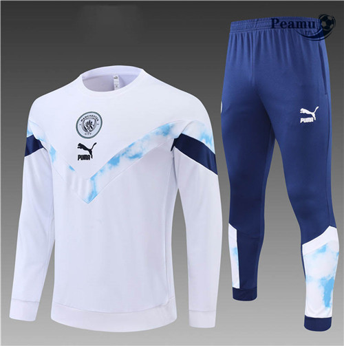 Tuta Calcio Bambino Manchester City Blanc/Bleu Marine 2022-2023 I1216