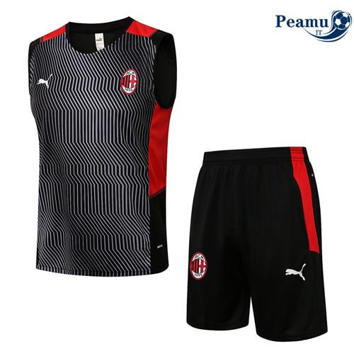 Kit Maglia Formazione AC Milan Debardeur + Pantaloni Nero 2022-2023