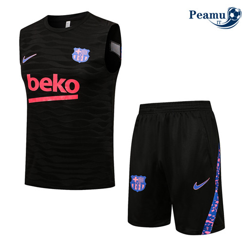 Kit Maglia Formazione Debardeur Barcellona + Pantaloni Nero 2022-2023