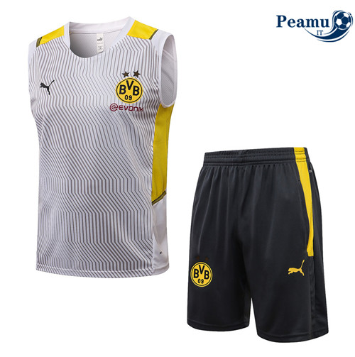 Kit Maglia Formazione Debardeur Borussia Dortmund + Pantaloni Bianco 2022-2023