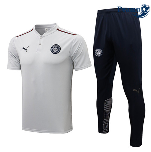 Kit Maglia Formazione Manchester City Polo + Pantaloni Grigio chiaro 2022-2023