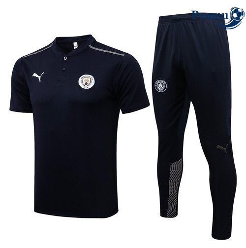 Kit Maglia Formazione Manchester City Polo + Pantaloni Blu Navy 2022-2023