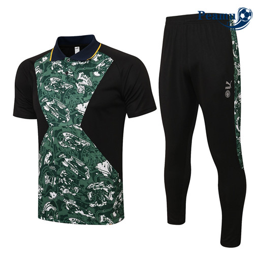 Kit Maglia Formazione Manchester City Polo Nero/Verde 2022-2023