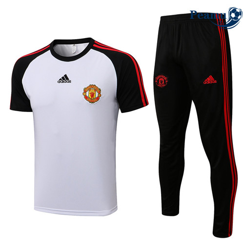 Kit Maglia Formazione Manchester United + Pantaloni Bianco/Nero S-2XL 2022-2023