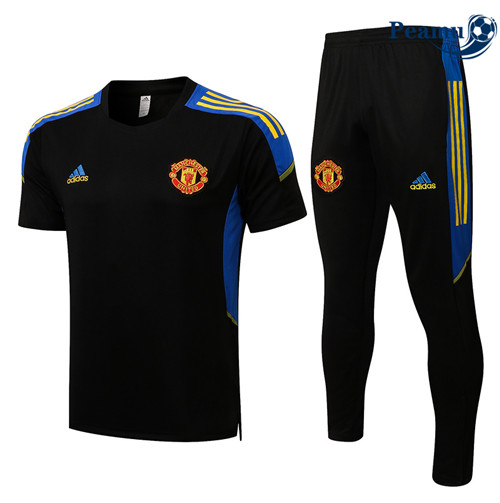 Kit Maglia Formazione Manchester United + Pantaloni champions league Nero/Giallo 2022-2023