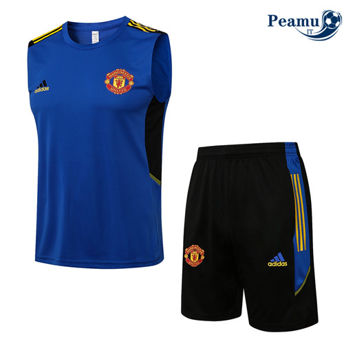 Kit Maglia Formazione Debardeur Manchester United + Pantaloni champions league Blu 2022-2023