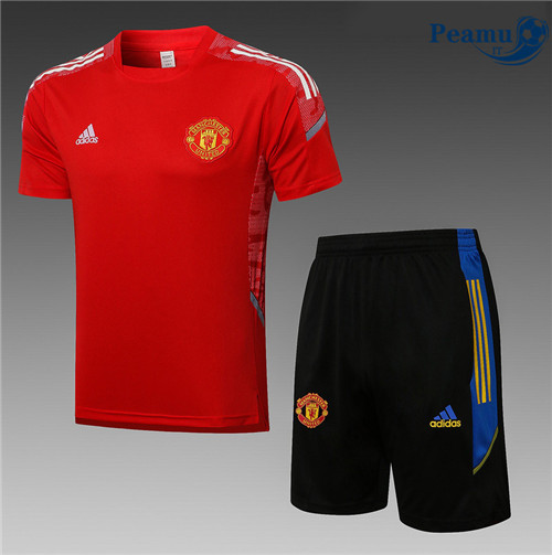Kit Maglia Formazione Manchester United + Pantaloni champions league Rosso 2022-2023