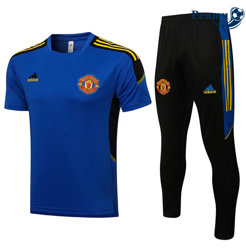 Kit Maglia Formazione Manchester United + Pantaloni champions league Bleu 2022-2023