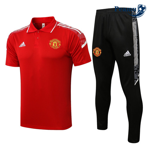 Kit Maglia Formazione Manchester United POLO + Pantaloni champions league Rouge/Blanc 2022-2023