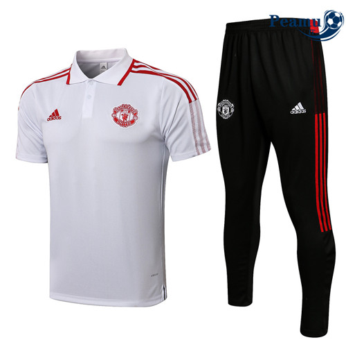 Kit Maglia Formazione Manchester United POLO + Pantaloni Blanc/Rouge 2022-2023