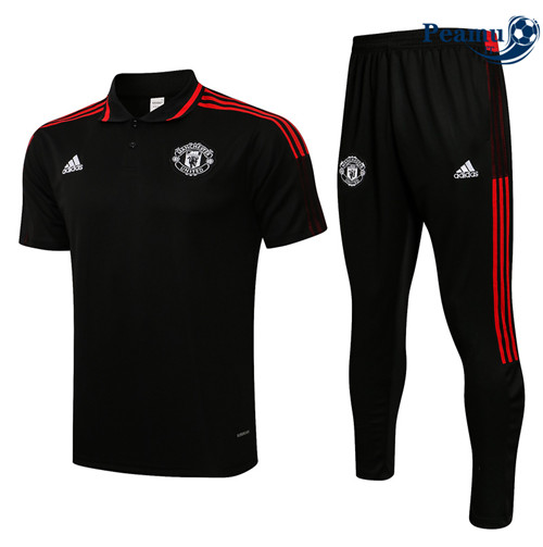 Kit Maglia Formazione Manchester United POLO + Pantaloni Noir/Rouge 2022-2023