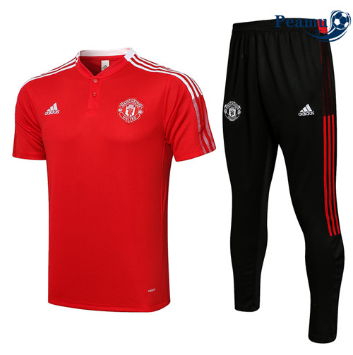 Kit Maglia Formazione Manchester United POLO + Pantaloni Rouge/Blanc 2022-2023