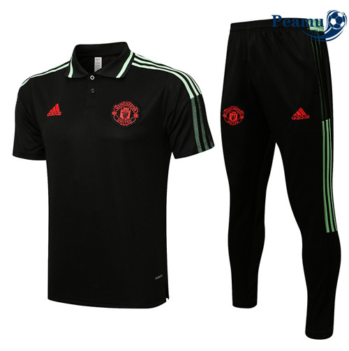 Kit Maglia Formazione Manchester United POLO + Pantaloni Noir/Vert 2022-2023