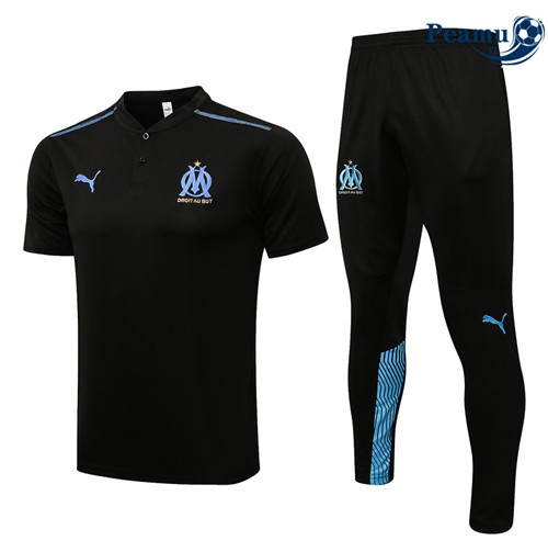 Kit Maglia Formazione Marsiglia Polo + Pantaloni Nero 2022-2023